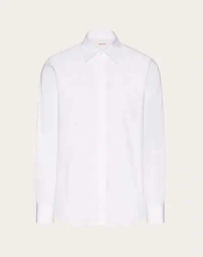 Valentino Heavy Cotton Poplin Long Sleeve Shirt In White