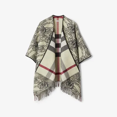 Burberry Wool Equestrian Knight Cape In Stone