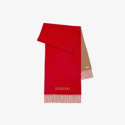 Burberry Ekd Cashmere Reversible Scarf In Pillar/camel