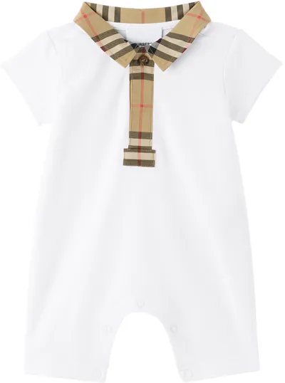 Burberry Baby White Check Jumpsuit