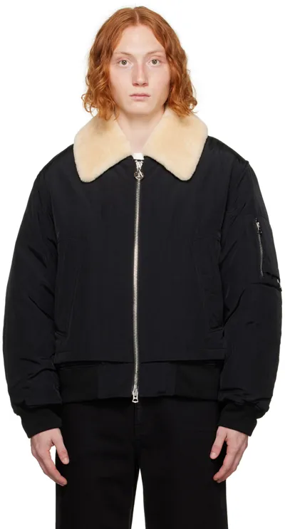 Solid Homme Black Down Bomber Jacket Set In 201b Black