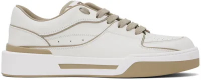 Dolce & Gabbana White & Beige Roma Sneakers In 8z080 Bianco/taupe