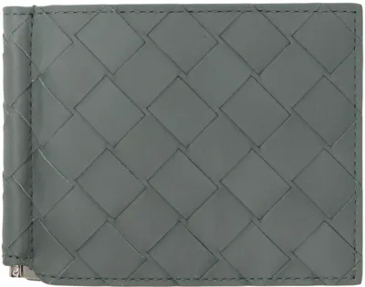 Bottega Veneta Gray Bill Clip Wallet In 1614-slate-silver