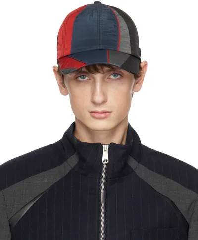 Ader Error Multicolor Paneled Cap In Red