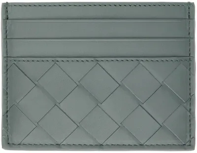 Bottega Veneta Leather Intrecciato Card Holder In Slate-silver