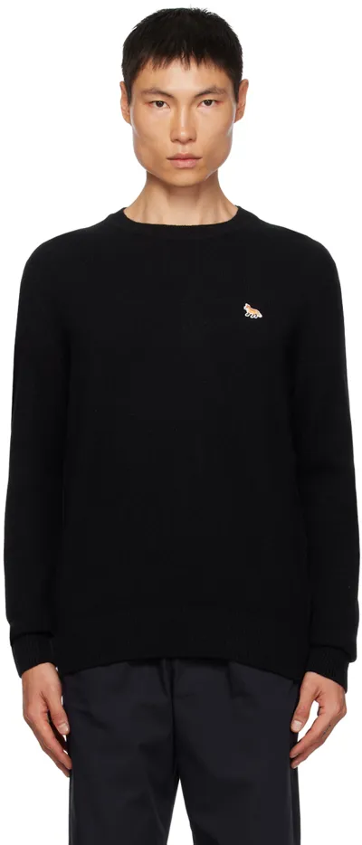 Maison Kitsuné Black Baby Fox Patch Sweater In P199 Black