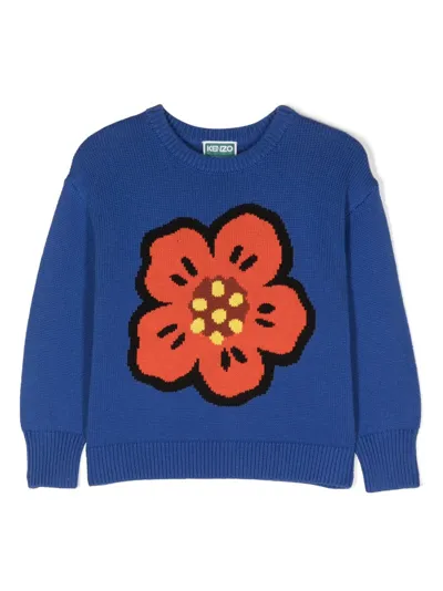 Kenzo Kids' Boke Flower Print Jumper In Blue