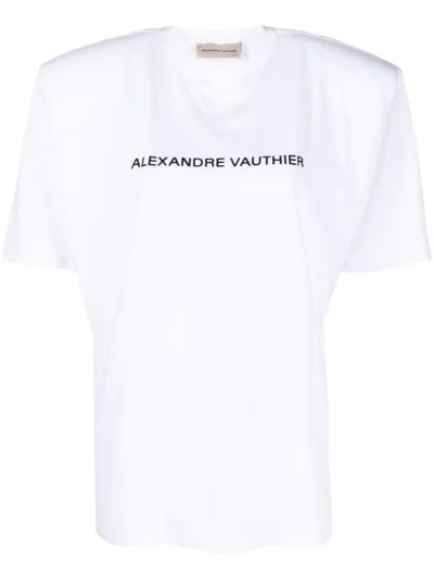 Alexandre Vauthier Logo Cotton Jersey T-shirt In White