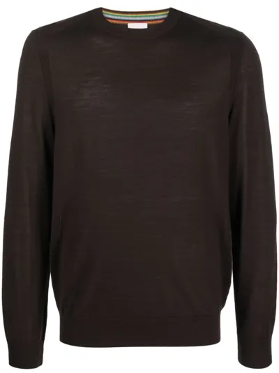 Paul Smith Crew-neck Merino-wool Jumper In Brown