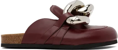 Jw Anderson Women's Slip On Chain Loafer Slide Flats In Dark Red