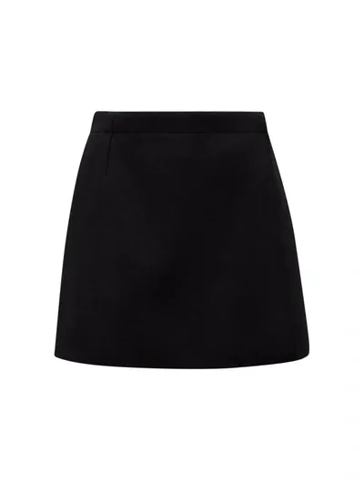 Moncler Black A-line Wool Mini Skirt