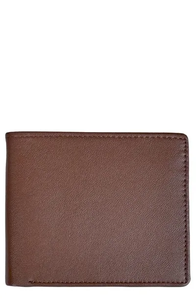 Royce New York Leather Rfid-blocking 100 Step Wallet In Brown/orange