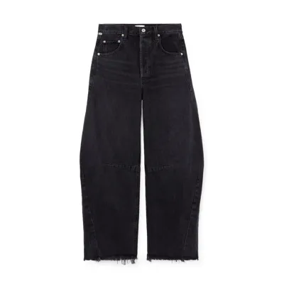 Citizens Of Humanity Horseshoe Cropped Raw Hem Jeans In Black