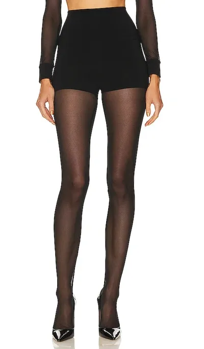 Norma Kamali Leggings In Black,black Mesh