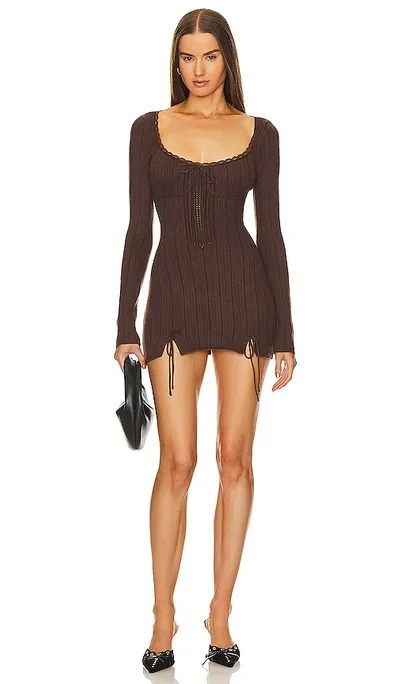 Guizio Brown Dainty Minidress In Chocolate