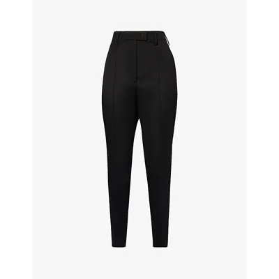 Prada Womens Nero Natte Tapered-leg Mid-rise Stretch-wool Trousers In Black