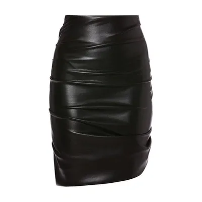 Philosophy Di Lorenzo Serafini Draped Mini Skirt In Coated Fabric In Nero