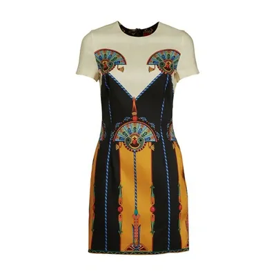 La Doublej Graphic-print Short-sleeve Dress In Aswan Placee Ivory