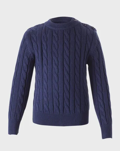 Rachel Riley Kids' Boy's Cable Knit Sweater In Navy