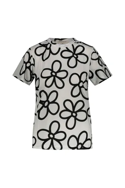 Comme Des Garçons All-over Floral Print T-shirt In White