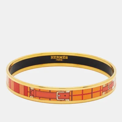 Pre-owned Hermes Hermès Caleche Enamel Gold Plated Narrow Bracelet