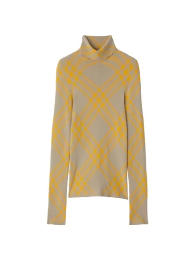 Burberry Knit Roll Neck Sweatshirt In Hunter Check