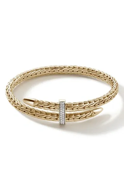 John Hardy 18kt Yellow Gold Spear Diamond Cuff Bracelet