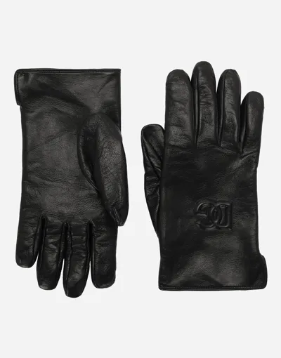 Dolce & Gabbana Nappa Leather Gloves In Black