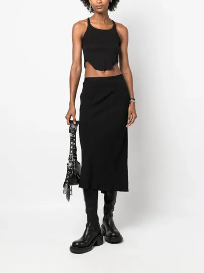 Rick Owens Drkshdw Asymmetric Organic Cropped Tank Top In Black