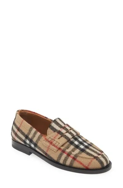 Burberry Hackney Check Penny Loafers In Archive Beige