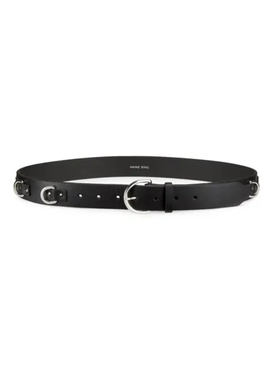 Anine Bing Women's Sheena Leather Belt In Black