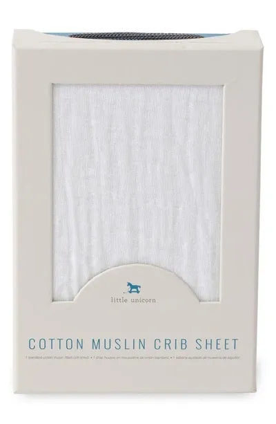 Little Unicorn Kids' Cotton Muslin Crib Sheet In White