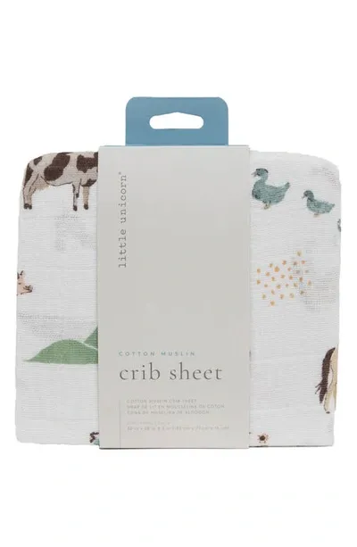 Little Unicorn Cotton Muslin Crib Sheet In Farmyard