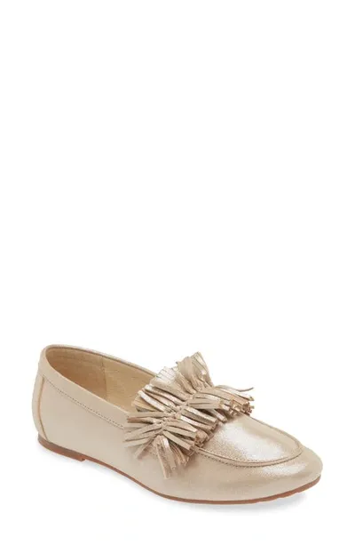 Chocolat Blu Ilana Fringe Loafer In Champagne Shimmer Leather