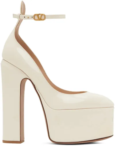 Valentino Garavani Off-white Tan-go Platform Heels In I16 Light Ivory