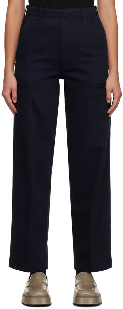 Ami Alexandre Mattiussi Blue Wide Leg Trousers In 491 Nautic Blue