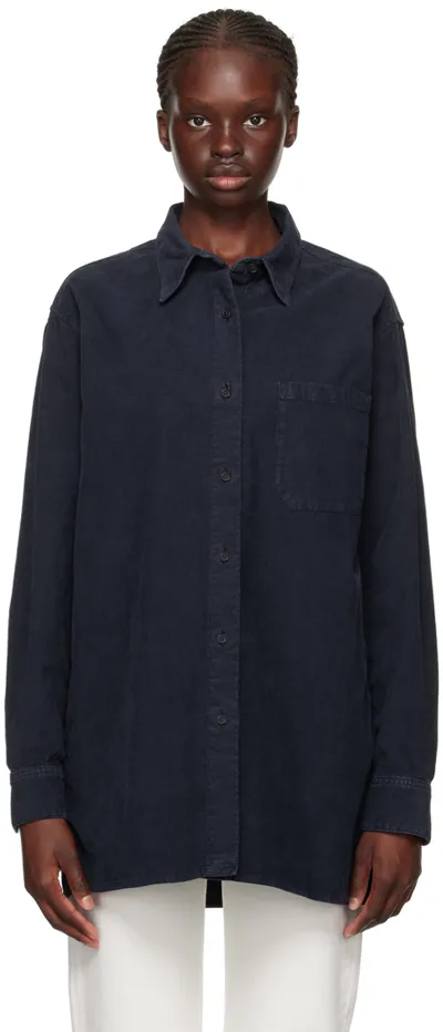 The Row Idro Oversized Cotton-blend Corduroy Shirt In Navy