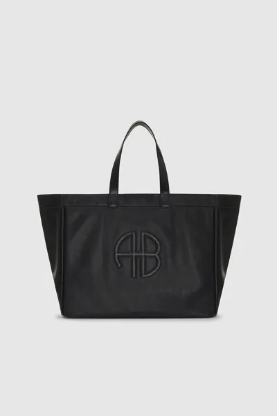 Anine Bing Large Rio Tote In Black Recycled Leather