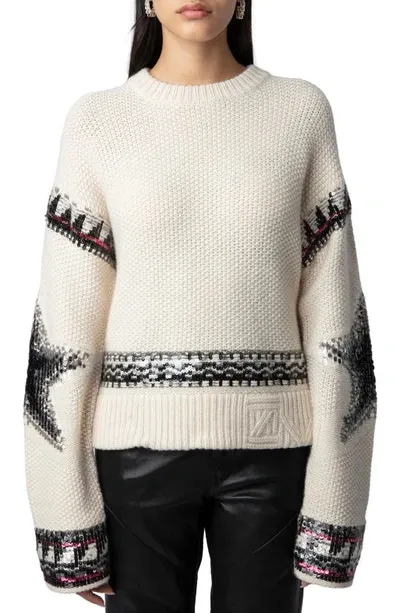 Zadig & Voltaire Sequin-embellished Cashmere Jumper In Sugar