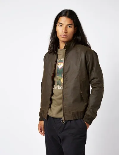 Barbour X Baracuta Yale Wax Jacket In Green