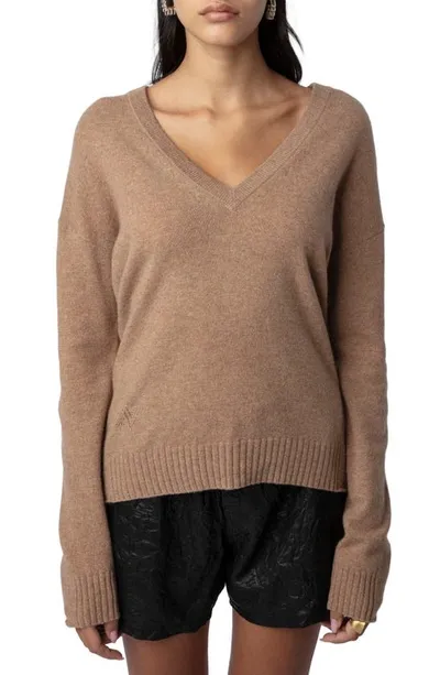 Zadig & Voltaire Vivi Elbow Patch Sweater In Camel