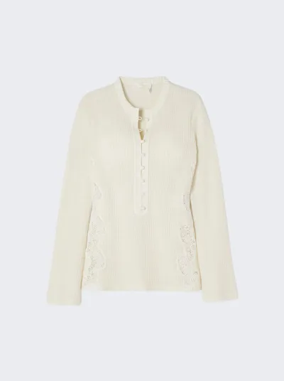 Chloé Flare Sleeve Knit Top In Eden White