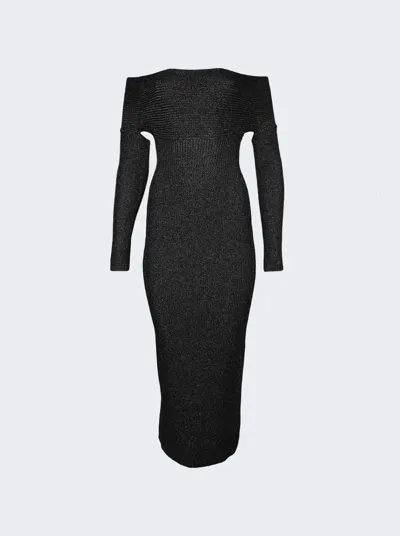 Khaite Metallic Knit Midi Dress In Black