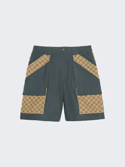 Gucci Cotton Canvas Bermuda Short With Gg Inserts