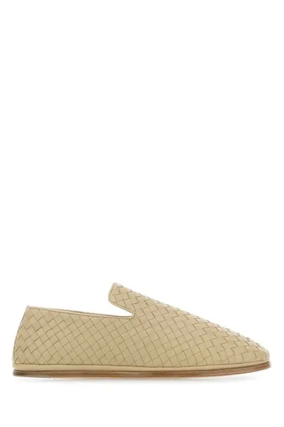 Bottega Veneta Beige Nappa Leather Slip Ons In Brown