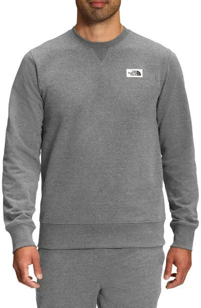 The North Face Heritage Logo Patch Crewneck Sweatshirt In Tnf Medium Grey