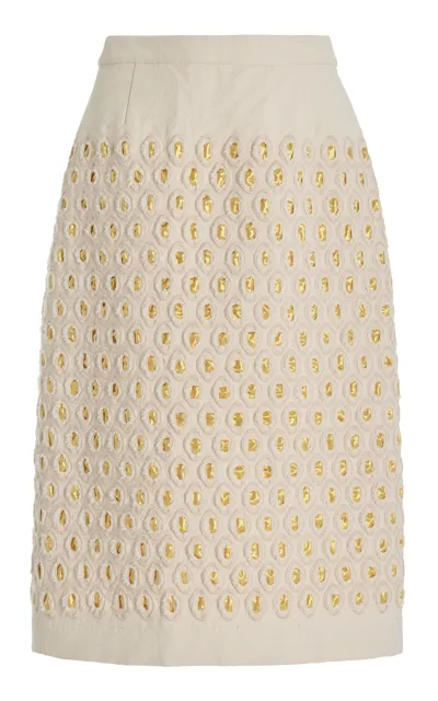 Diotima Proper Embroidered Midi Skirt In White