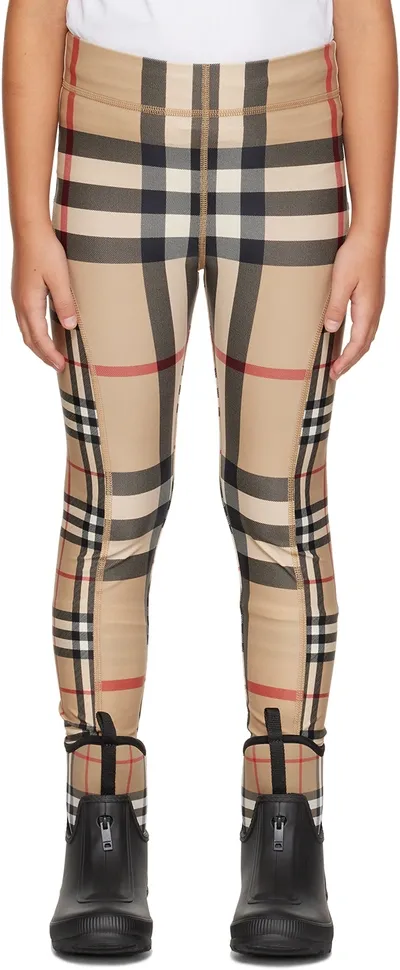 Burberry Kids' Isabella Check-print Stretch-woven Leggings 4-14 Years In Archive Beige Che