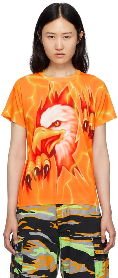 Stockholm Surfboard Club Orange Airbrush T-shirt In Eagle