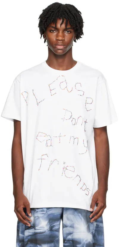 Collina Strada White 'please Don't Eat My Friends' T-shirt In Black Bear